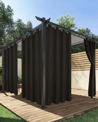 Vista 26 de HolidayIdeas Cortinas impermeables para patio, 4 paneles, 54 x 84 pulgadas, protección de privacidad y filtrado de luz, cortinas exteriores con Negro