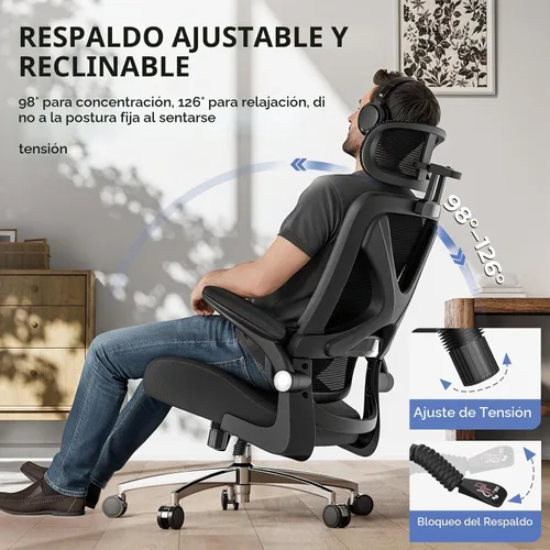 Vista 7 de Silla ergonómica de oficina - Soporte sacro ergonómico
