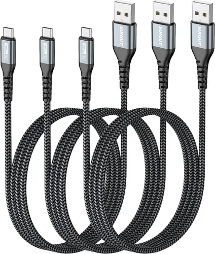 Vista 8 de SUNGUY Cable micro USB corto de 6 pulgadas, paquete de 3, cable USB a micro USB de 0.5 pies, cable de transferencia de datos USB 2.0 trenzado