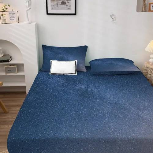 Vista 2 de Space Sheets - Juego de sábanas y fundas de almohada, tamaño individual, diseño de cielo estrellado, 3 piezas, sábana bajera ajustable de microfibra