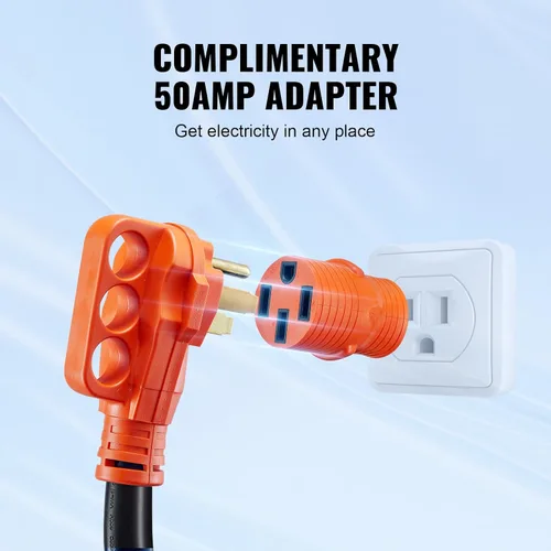 Vista 5 de VEVOR Cable de extensión de 50 amperios para caravana de 25 pies, resistente STW calibre 6/3+8/1, cable de alimentación para RV, conector NEMA