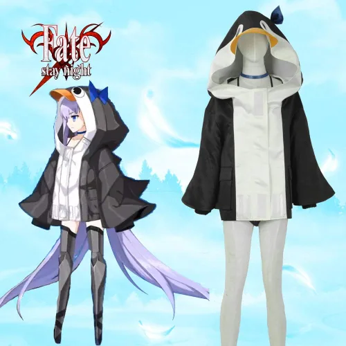 Vista 7 de Cos-Love Disfraz de pingüino de anime con capucha para fiesta de Halloween