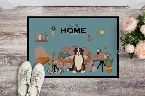 Vista 2 de Caroline's Treasures CK7881MAT - Felpudo de perro de montaña bernés Sweet Home, 18 x 27 pulgadas, tapete para puerta delantera, para interiores