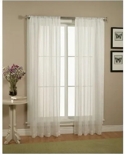 Vista 3 de Empire Home - Cortina de gasa transparente color blanco sólido para ventana, cenefa (panel súper largo de 120 pulgadas)