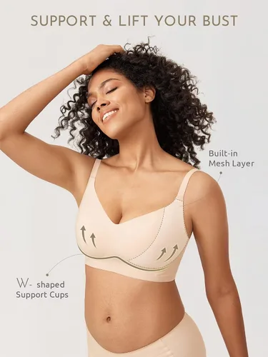 Vista 2 de Bralette cómodo sin aros para mujer, brasier sin costuras, brasier acolchado invisible, suavizado