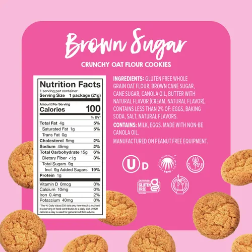 Vista 2 de Goodie Girl - Mini galletas de azúcar morena, galletas sin gluten para niños, paquetes de 100 calorías, sin maní, envueltas individualmente