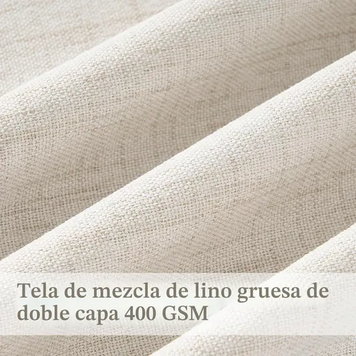 Vista 2 de Cortinas plisadas de lino opacas de 96 pulgadas de largo, juego de 2 paneles para oscurecer la sala de estar/dormitorio, cortinas térmicas virales