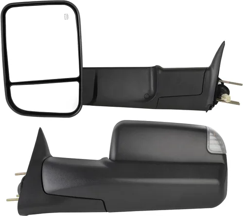 Vista 25 de Conjunto de espejo lateral del conductor o del pasajero para Ford F150 F250 F350 plegable manual, sin calefacción, color negro liso, paquete de 1