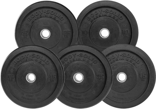 Vista 8 de Body-Solid Chicago Extreme - Placa de parachoques de goma, discos de parachoques olímpicos, placas de barra, pesas de parachoques
