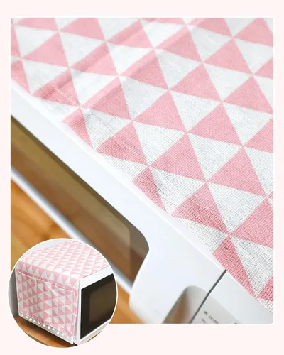 Vista 5 de Funda para horno de microondas, protector de máquina de algodón, a prueba de polvo, funda decorativa para electrodomésticos de cocina con bolsillos
