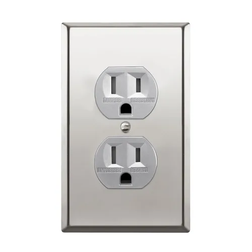 Vista 23 de ENERLITES Receptáculo dúplex, tomas de pared eléctricas resistentes a manipulaciones, grado comercial, 15A 125V, autoconectado, 2 polos, 3 cables