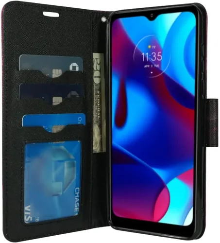 Vista 4 de Zase TCL 40 XE 5G (Verizon) - Funda protectora para teléfono, bonita mujer, de piel sintética de alta calidad, con función atril, soporte