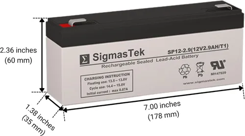 Vista 2 de SigmasTek Batería SLA compatible con PS-1229-F1, PM1229, RB1229, CP12-2.6, 12V 2.9Ah F1 SP12-2.9 (T1)