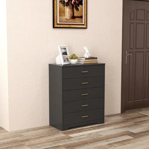 Vista 4 de Panana Cómoda para dormitorio con cajones de 4/5, cómoda de madera, unidad organizadora de almacenamiento para dormitorio, sala de estar, pasillo