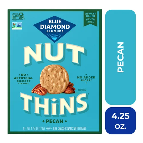 Vista 4 de Blue Diamond Almendras, Galletas Pecan delgadas sin gluten, crujientes, perfectas para bocadillos, 4.25 oz