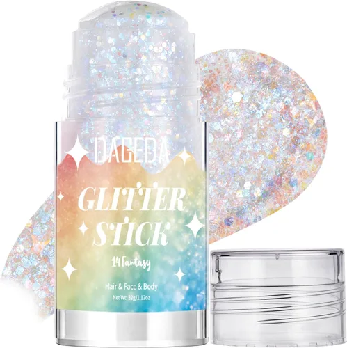 Vista 22 de DAGEDA - Barra de maquillaje con purpurina para el cuerpo de sirena, para el cabello brillante