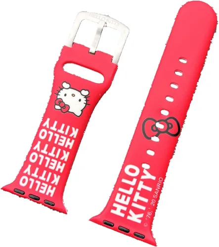 Vista 16 de Correa de silicona para Apple Watch de Hello Kitty para 38/40/1.614 in para Series 7/6/5/4/3/2/1/SE