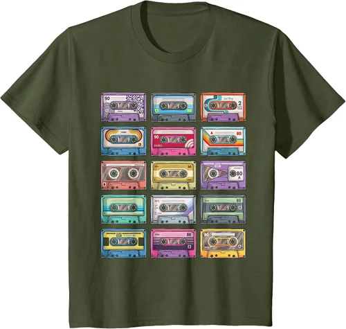 Vista 24 de Vintage Cassette Tapes Collection 80's 90's Music Mixtape T-Shirt Asphalt Grey