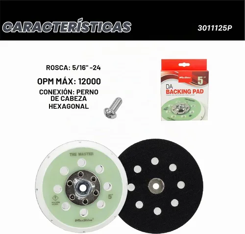 Vista 3 de Maxshine Placa de respaldo universal DA de 5 pulgadas Pro Series – Soporte de almohadilla de gancho y bucle, rosca de 5/16 pulgadas – Se adapta a