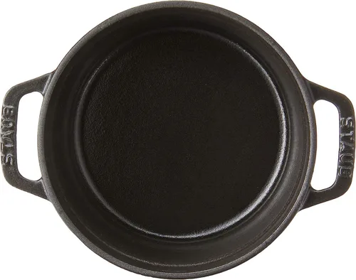 Vista 6 de STAUB - Olla de hierro fundido para horno holandés de 0.5 cuartos, redonda, hecha en Francia, para 1 persona, color negro mate