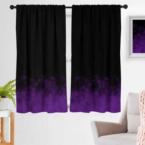 Vista 9 de zokyer Cortinas de cocina rojas y negras abstractas para niños, hombres, gótico, anime, modernas, geniales, pequeñas, cortas, 27.5" An x 39" L