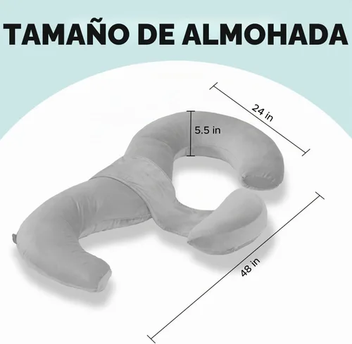 Vista 8 de Almohadas de embarazo para dormir, almohada de maternidad en forma de E para mujeres embarazadas con almohada de cuña ajustable, almohada de espuma