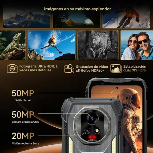 Vista 4 de Blackview XPLORE 2 Gemini AI 5G - Teléfono resistente con mensajes satelitales, 20000mAh/120W 36GB+256GB Dimensity 8300 Android 15, 6.73 pulgadas