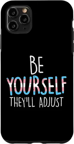 Vista 11 de Funda para iPhone 15 Be Yourself Theyll Adjust Transgénero Trans Pride Flag LGBT