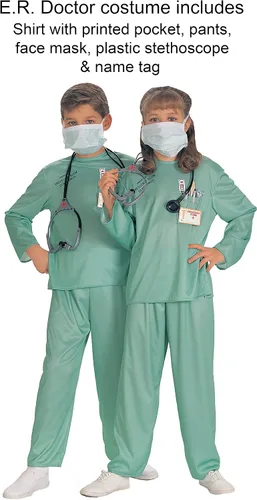 Vista 2 de Disfraz de servicio de emergencias para Halloween Disfraz de doctor., M, Turquoise