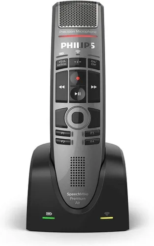 Vista 4 de PHILIPS SMP4000/00 SpeechMike Premium Air Micrófono de dictado inalámbrico con diseño de botón pulsador y receptor inalámbrico AirBridge ACC4100/00