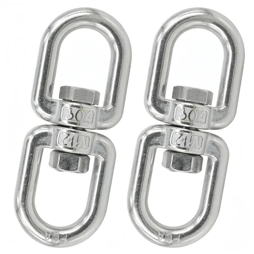 Vista 4 de Grilletes giratorios - Acero inoxidable 304, 4 ganchos giratorios M4 de doble ojo con 2 ganchos a presión para ganchos de plantas, correas de perro
