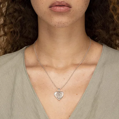 Vista 5 de APOTIE Collar con medallón para mascotas que sostiene fotos de fotos plata 925 colgante conmemorativo de corazón joyería para mujeres y niñas Plata