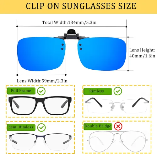 Vista 2 de Gafas de sol polarizadas con clip antirreflejos, gafas de conducción para gafas graduadas