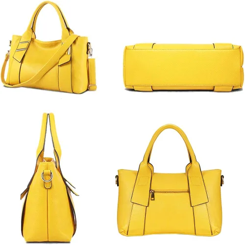 Vista 2 de TIBES Bolso de mano de cuero sintético de moda para mujer bolso amarillo
