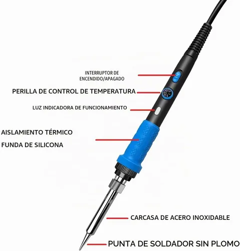 Vista 3 de Kit de soldador, kit multímetro digital, probador múltiple, probador de voltaje, medidas de voltaje CA/CC, corriente Rojo