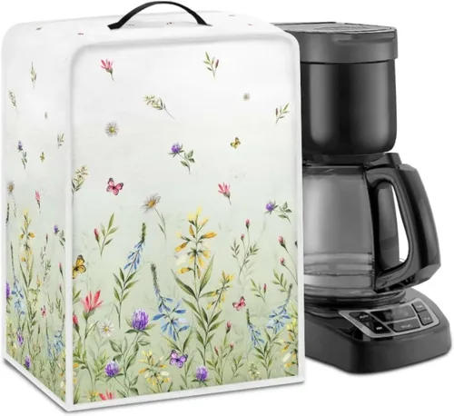 Vista 76 de Funda para cafetera, poliéster, azul, se adapta a la mayoría de máquinas de café estándar, protector resistente al polvo, huellas dactilares