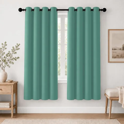 Vista 28 de Cortinas de oscurecimiento de habitación de 84 pulgadas de largo para dormitorio, sala de estar, cortinas térmicas aislantes con ojales