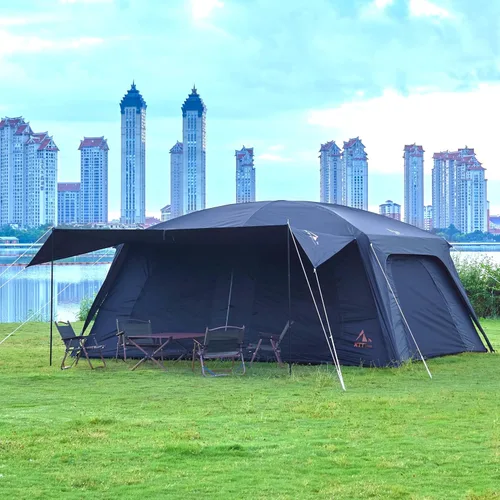 Vista 4 de KTT Extra Large Tent 12-14 Person,Family Cabin Tents,2 Rooms,Straight Wall,2 Doors 4 Windows with Mesh,Waterproof,Double Layer,Big Tent for