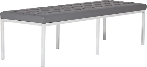 Vista 10 de Studio Designs Home Camber - Moderno comedor de 60 pulgadas con patas cromadas y piel sintética copetuda, banco de entrada o sala de estar