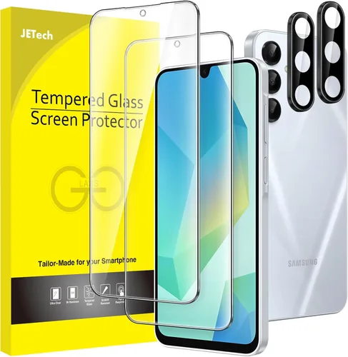 Vista 9 de JETech Protector de pantalla para Samsung Galaxy A15 4G / 5G de 6.5 pulgadas con protector de lente de cámara, película de vidrio templado