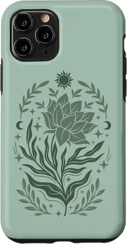 Vista 29 de Sage & Green Flowers Sun Crescent Moon Boho Floral Celestial Case for iPhone 16