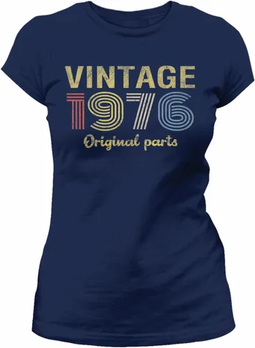 Vista 11 de Regalo de cumpleaños número 50 para mujer, piezas originales vintage 1976 retro cumpleaños, camiseta de cumpleaños 50 Negro-0001