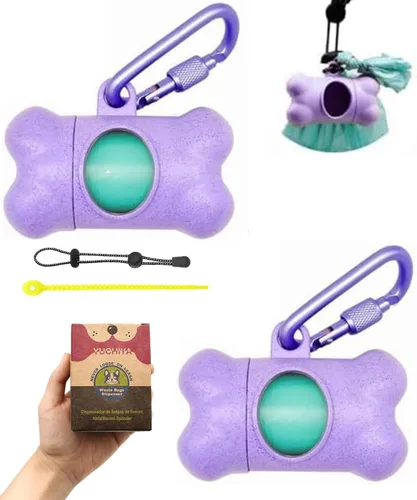 Vista 25 de Dispensador de bolsas de recogida de caca de perro con 1 rollo de color aleatorio, bolsas de residuos para perros a prueba de fugas y perfumadas