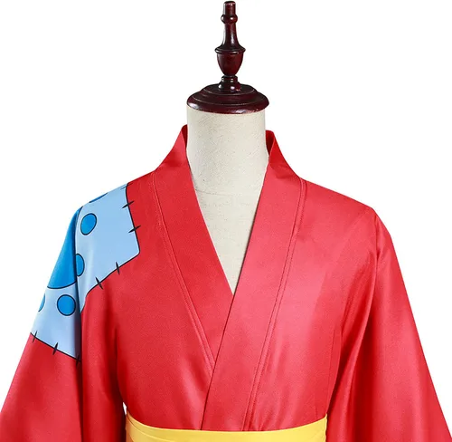 Vista 4 de Emyzkc Disfraz de kimono de mono D Luffy para cosplay de anime, capa de campo, para Halloween, juego de roles