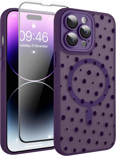 Vista 192 de Magnético para iPhone 13 con protector de pantalla [Compatible con MagSafe] Diseño de patrón floral de flores bonitas, funda delgada a prueba