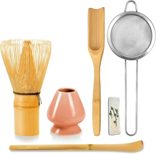 Vista 11 de Juego de 6 batidores de matcha, kit de herramientas de fabricación de matcha ceremonial japonés para batidor de bambú, cuchara de matcha, cuchara