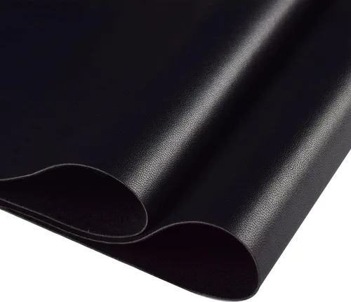 Vista 2 de HGUAN Rollo de hojas de piel sintética color liso negro de 12 x 53 pulgadas, muy adecuado para hacer manualidades, aretes de cuero, lazos, costura
