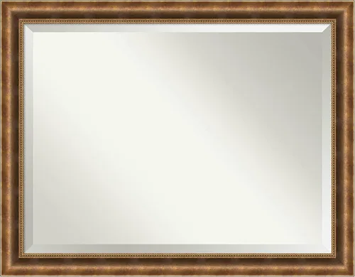 Vista 7 de Amanti Art Espejo de baño de bronce para sobre el fregadero, espejo rectangular de bronce Manhattan de 26 x 22 pulgadas, pequeño marco de madera