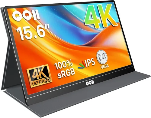 Vista 10 de QQH Monitor portátil, pantalla de viaje de aleación USB C HDMI de 15.6 pulgadas FHD 1080P para computadora portátil con cubierta inteligente