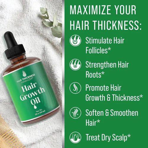 Vista 3 de Suero hidratante y engrosante del cabello, aceite vegano para el tratamiento del cuero cabelludo para mujeres, hombres con cabello seco, encrespado